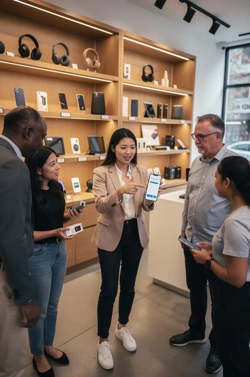 Photo of diverse group watching an online webinar about practical software tips and tricks.