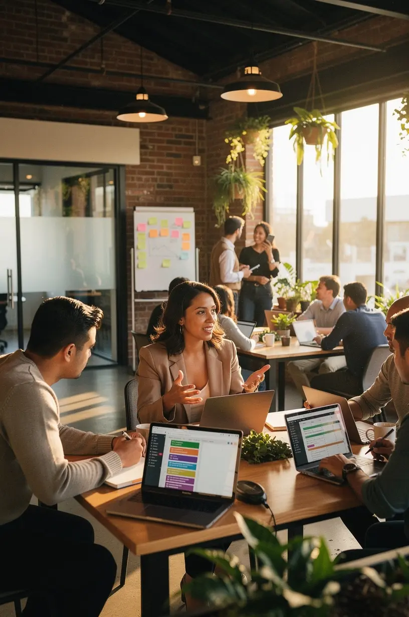 Illustration of a computer screen showing a simplified flowchart explaining complex software functions.